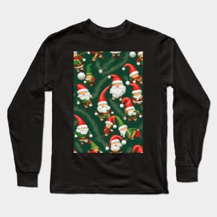 Christmas Seamless Pattern, Santa and Christmas Gnomes #9 Long Sleeve T-Shirt